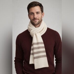 100% Icelandic Wool Cream/Light Chocolate Scarf Suze 64x9 in